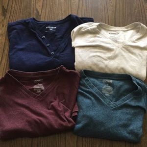 Pack of 4 express tshirts size M henley blue